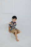 (BOY) Mandarin Collar with Wooden Button Shirt  (édition limitée print - Lunar Rabbit)