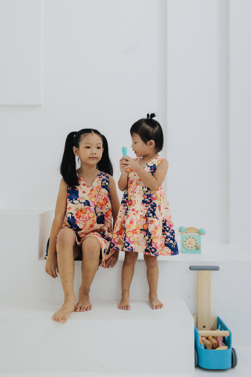(GIRL) 4-ways REVERSIBLE Mini Tier Dress (édition limitée print - Orient Jap & Lunar Rabbit)