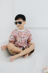 (BOY) Mandarin Collar with Wooden Button Shirt  (Oriental Jap Rabbit)