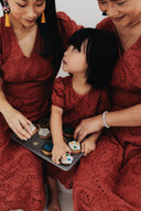 Embroidery Eyelet Scallop Hem Midi Dress (Burnt Orange)