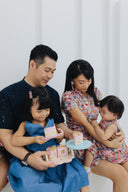 (GIRL) 4-ways REVERSIBLE Tier Dress (Oriental Jap Rabbit & Denim Blue)