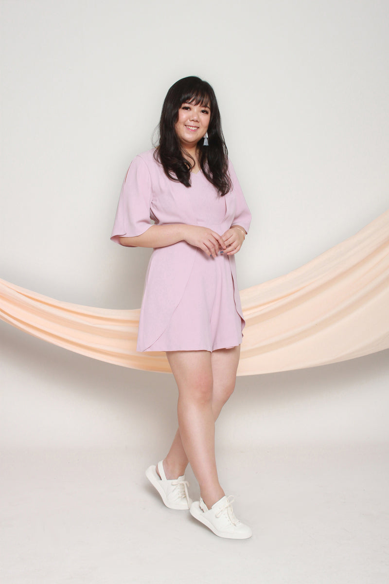 Slit Sleeves Romper (Blush), One-Piece - 1214 Alley