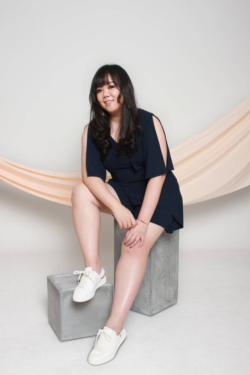 Slit Sleeves Romper (Navy), One-Piece - 1214 Alley