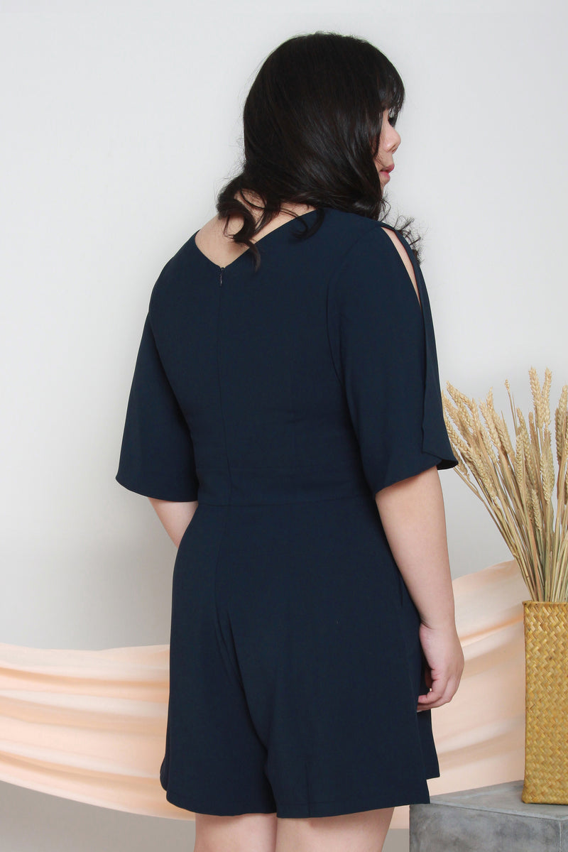 Slit Sleeves Romper (Navy), One-Piece - 1214 Alley