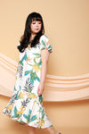 Asymmetrical Frills Midi Dress (White), Dress - 1214 Alley