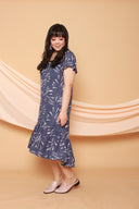 Asymmetrical Frills Midi Dress (Blue), Dress - 1214 Alley