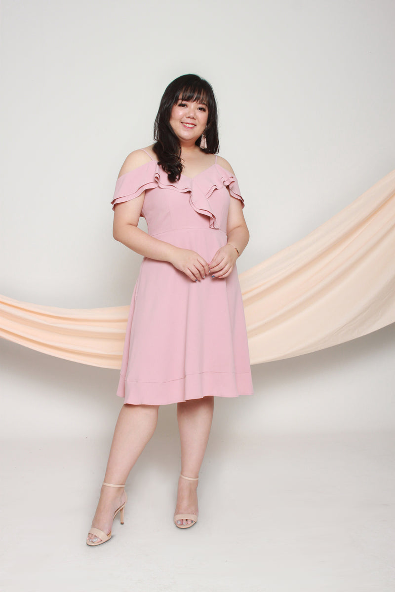 Cold Shoulder Frills Dress (Blush), Dress - 1214 Alley