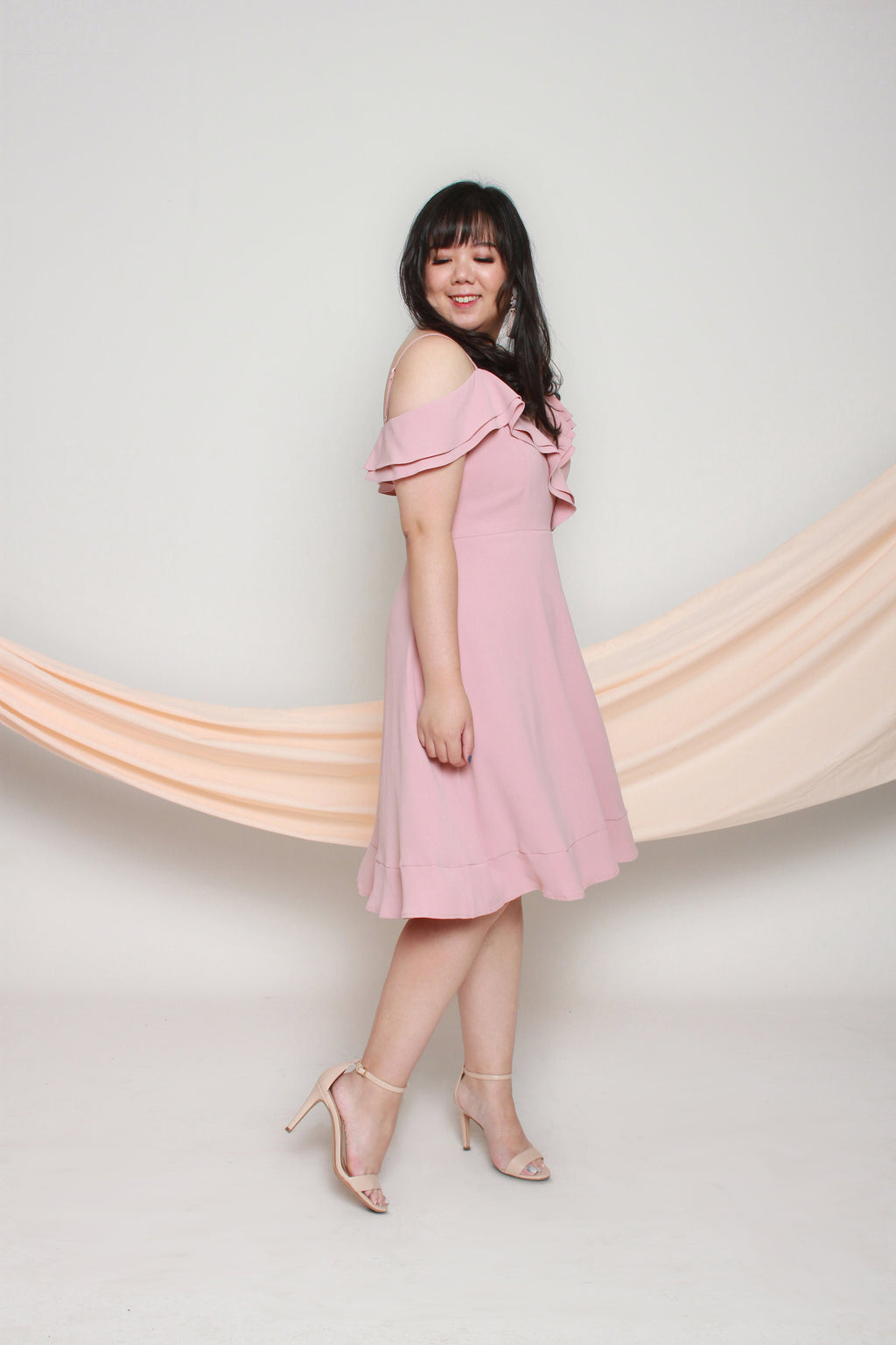 Cold Shoulder Frills Dress (Blush), Dress - 1214 Alley