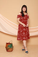 Emily Cold Shoulder Midi Dress (Burnt Orange), Dress - 1214 Alley