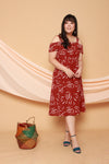 Emily Cold Shoulder Midi Dress (Burnt Orange), Dress - 1214 Alley