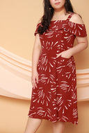Emily Cold Shoulder Midi Dress (Burnt Orange), Dress - 1214 Alley