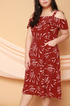 Emily Cold Shoulder Midi Dress (Burnt Orange), Dress - 1214 Alley
