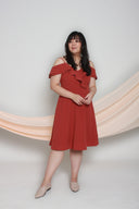 Cold Shoulder Frills Dress (Rust), Dress - 1214 Alley