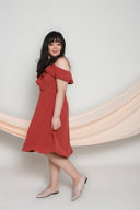 Cold Shoulder Frills Dress (Rust), Dress - 1214 Alley