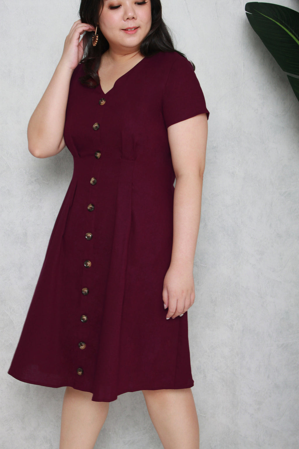 Tortoise Shell Button Dress (Dark Plum), Dress - 1214 Alley