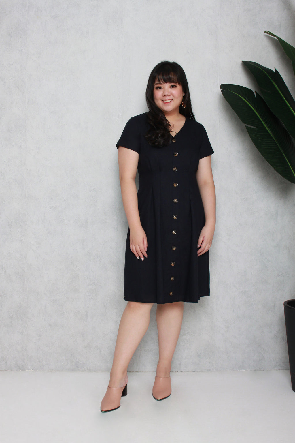 Tortoise Shell Button Dress (Navy), Dress - 1214 Alley