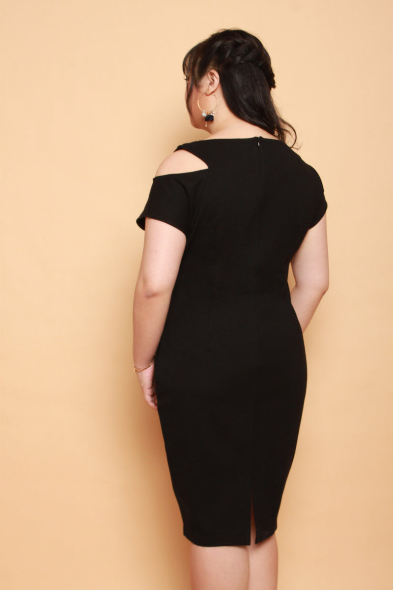 Keyhole Shoulder Dress (Black), Dress - 1214 Alley