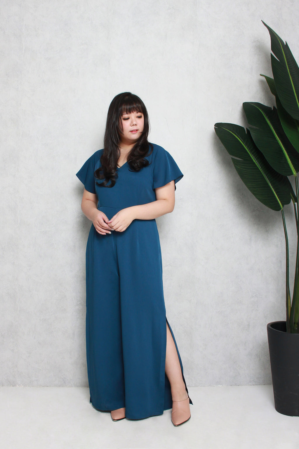 Side Slit Jumpsuit (Lush Teal), One-Piece - 1214 Alley