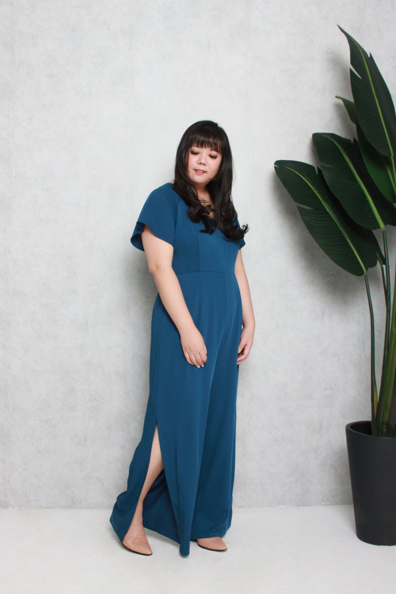 Side Slit Jumpsuit (Lush Teal), One-Piece - 1214 Alley