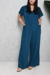 Side Slit Jumpsuit (Lush Teal), One-Piece - 1214 Alley