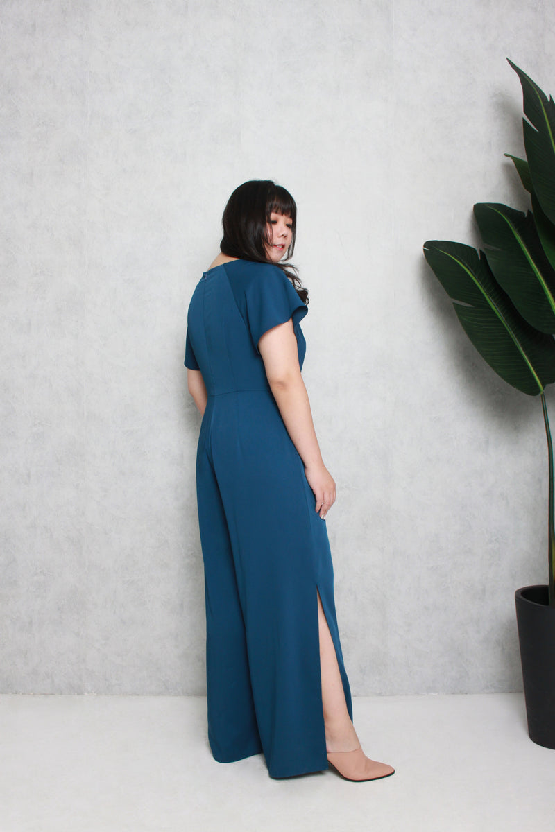 Side Slit Jumpsuit (Lush Teal), One-Piece - 1214 Alley