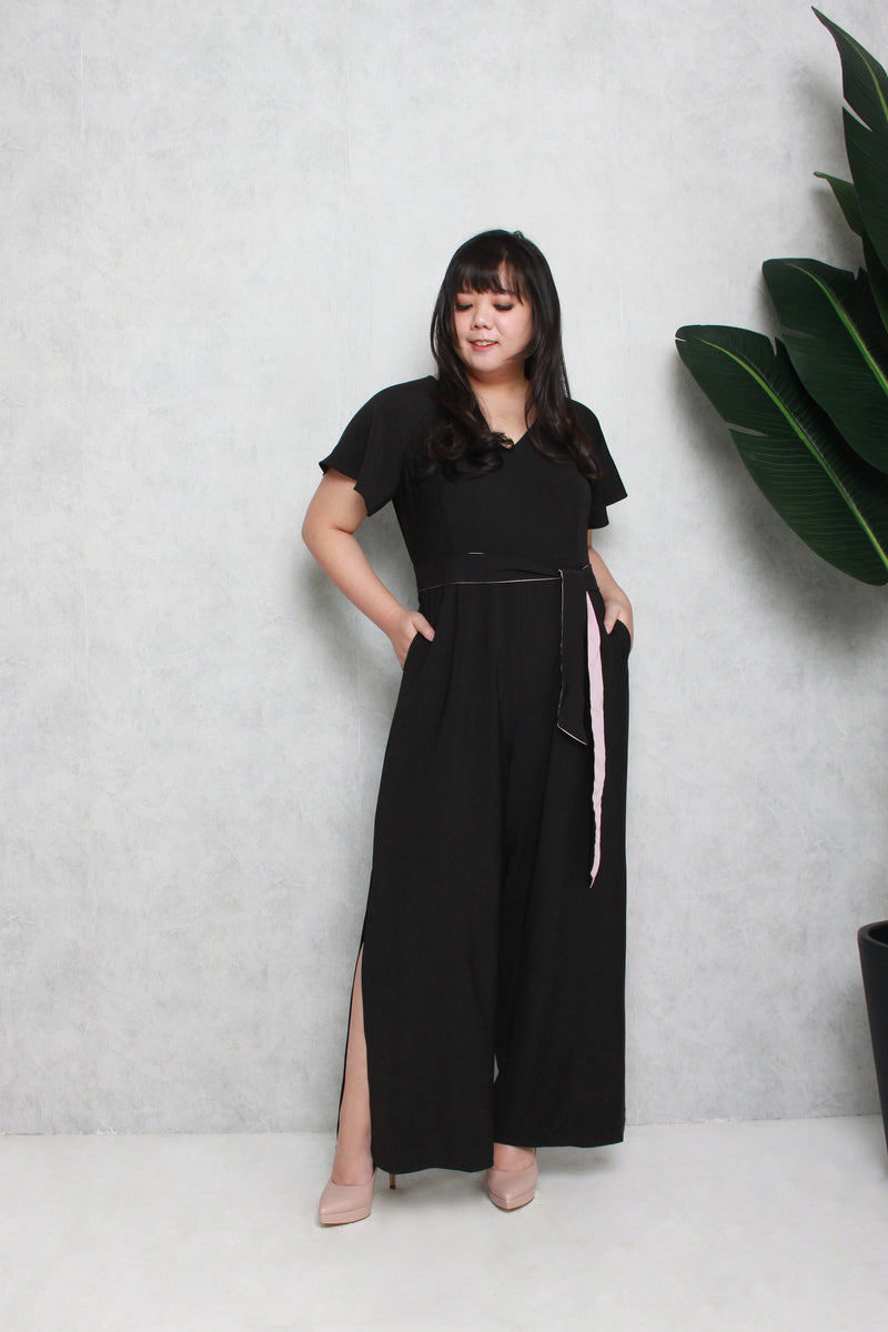 Side Slit Jumpsuit (Black), One-Piece - 1214 Alley