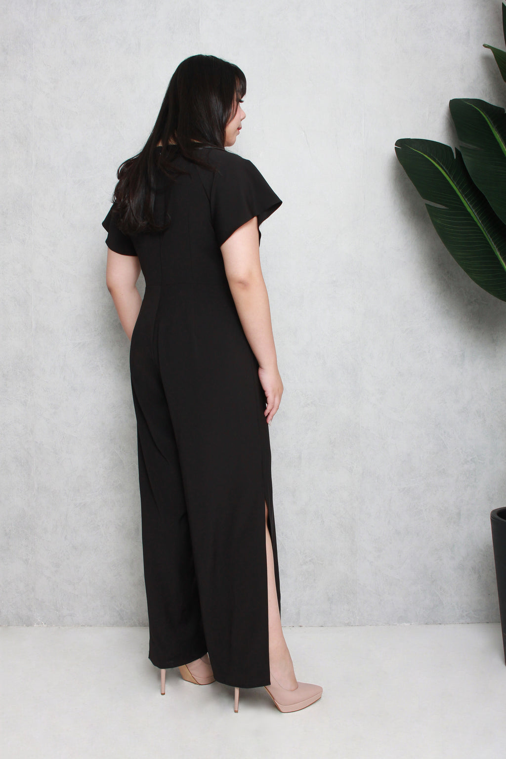 Side Slit Jumpsuit (Black), One-Piece - 1214 Alley