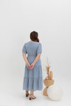 Embroidered Smocked Back Midi Dress (Sky Blue)