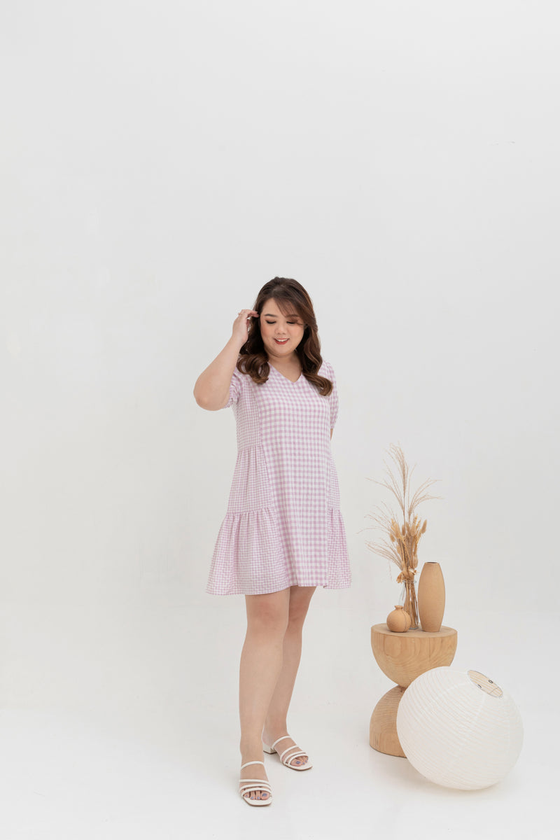 Babydoll Dress (Gingham Lilac)