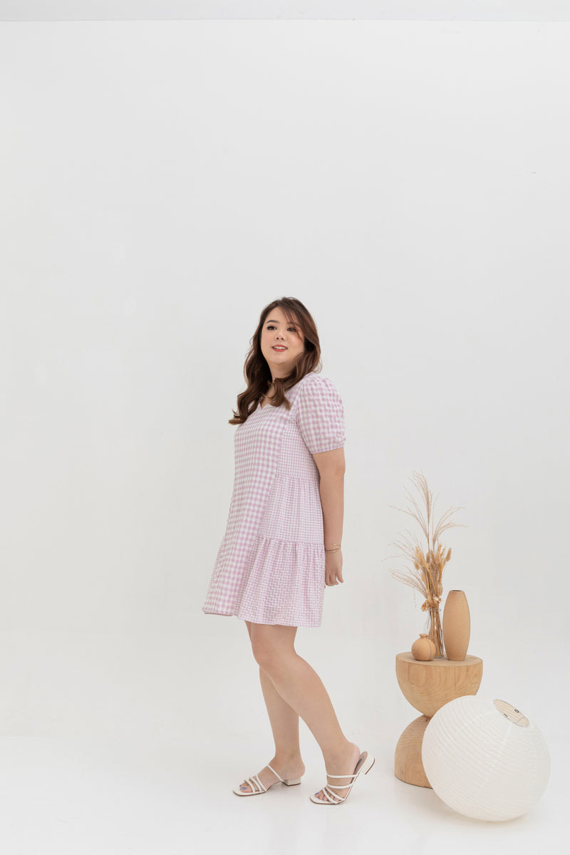 Babydoll Dress (Gingham Lilac)