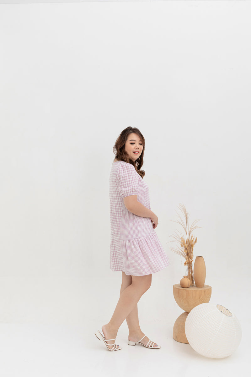 Babydoll Dress (Gingham Lilac)