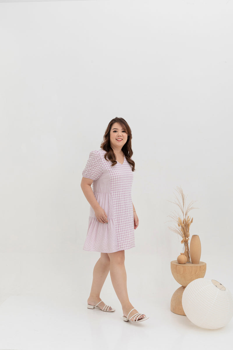 Babydoll Dress (Gingham Lilac)