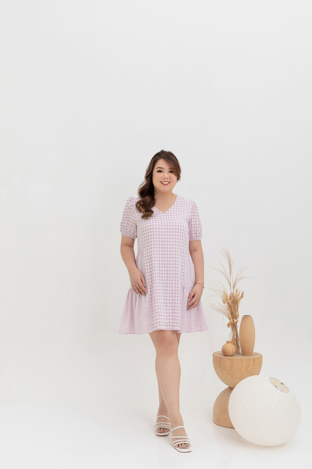 Babydoll Dress (Gingham Lilac)