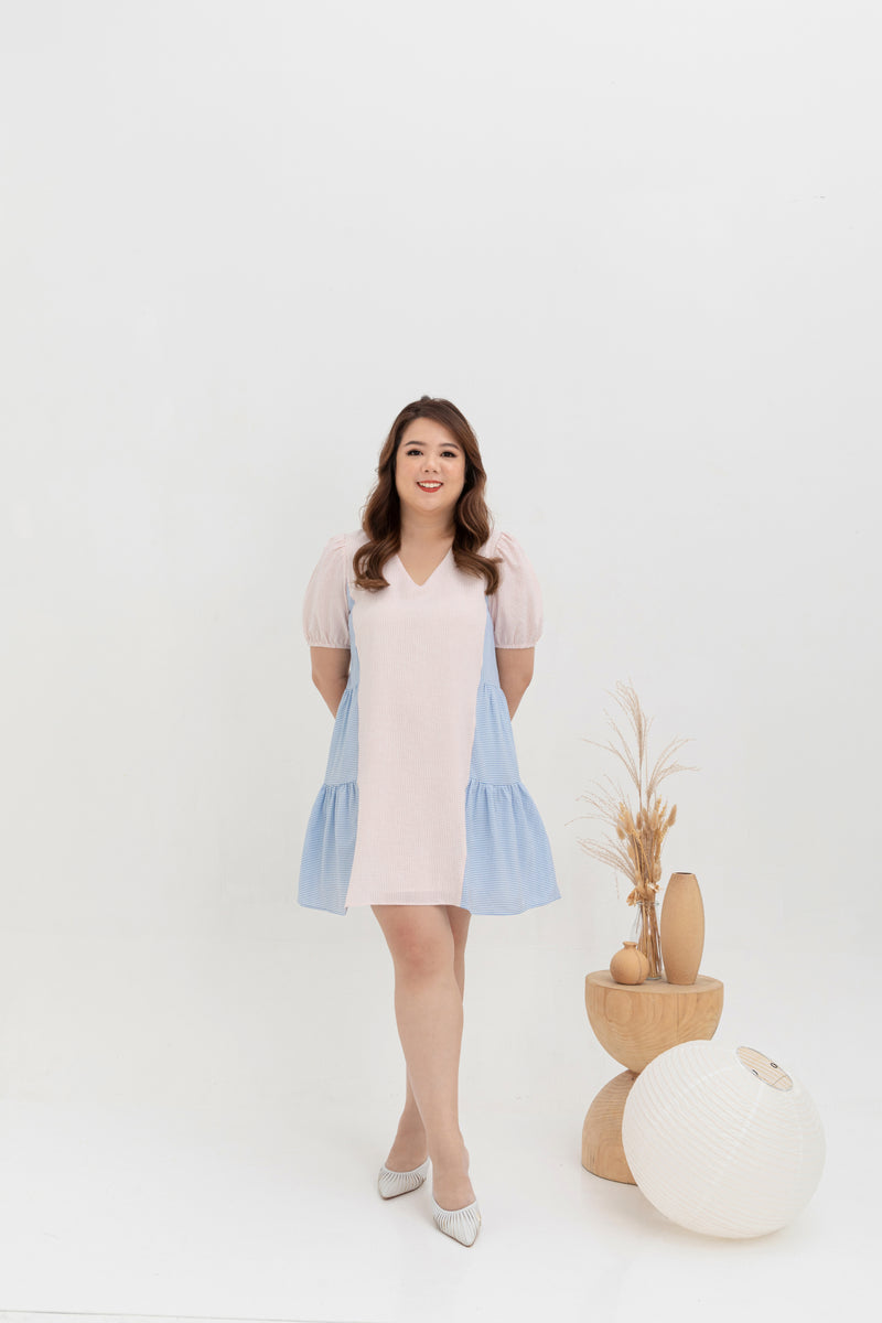 Babydoll Dress (Colourblock Stripes)