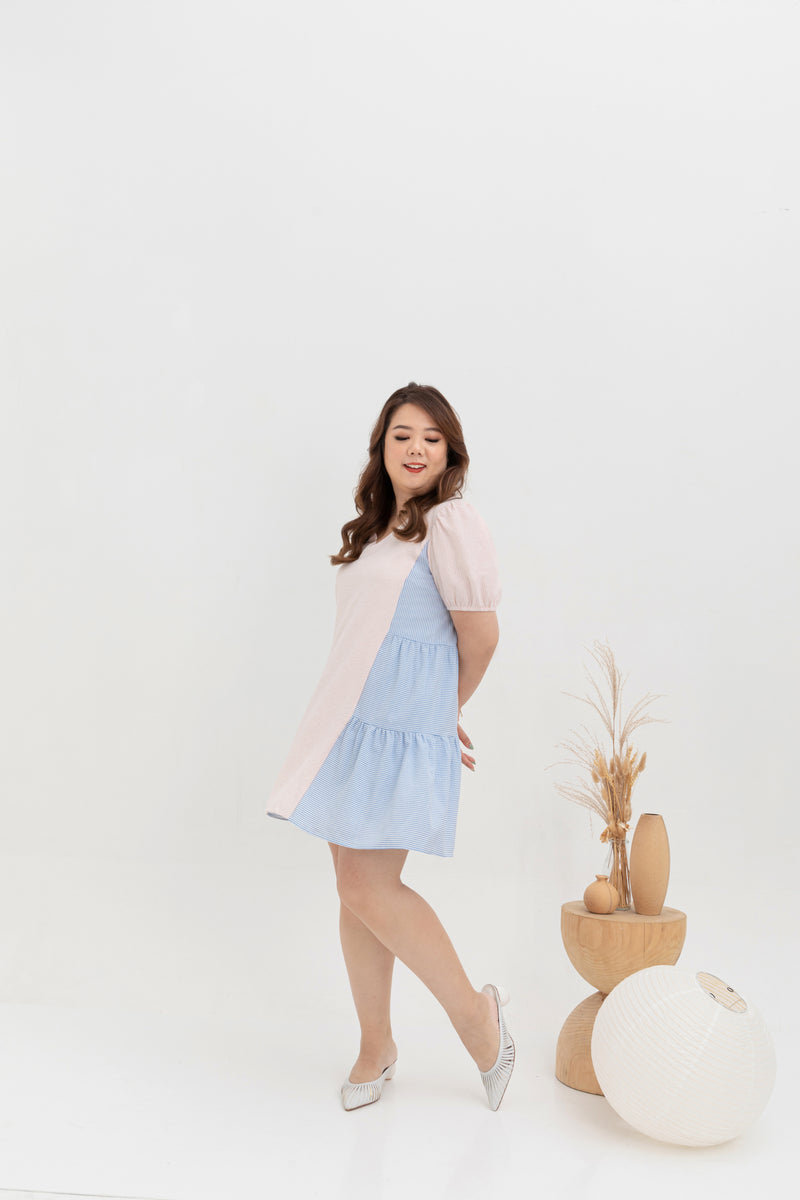 Babydoll Dress (Colourblock Stripes)