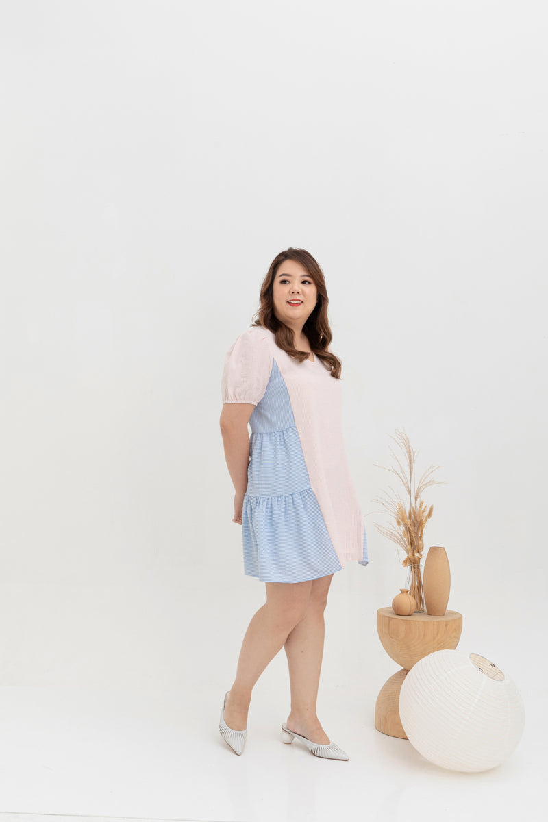 Babydoll Dress (Colourblock Stripes)