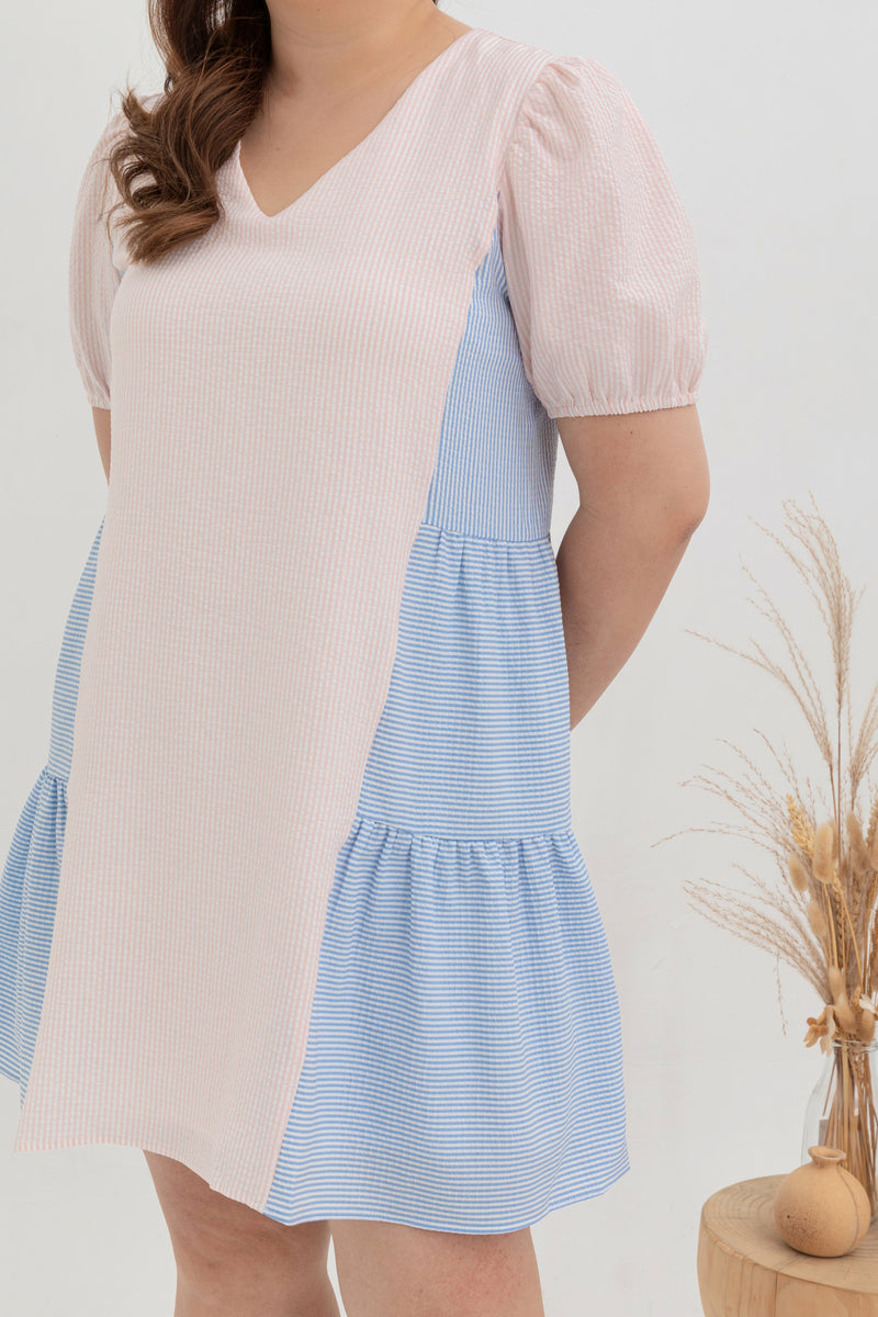 Babydoll Dress (Colourblock Stripes)