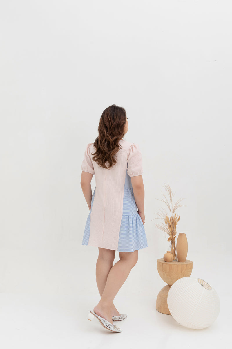 Babydoll Dress (Colourblock Stripes)