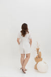 Square Neck Embroidered Romper (White)