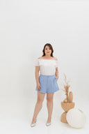 Classic Taper Mid-Waist Shorts (Blue)