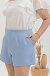 Classic Taper Mid-Waist Shorts (Blue)
