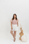 Classic Taper Mid-Waist Shorts (White)