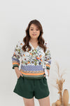 Self-Tie Printed Top (Emerald)