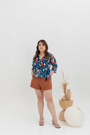 Self-Tie Printed Top (Black)