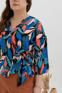Self-Tie Printed Top (Black)
