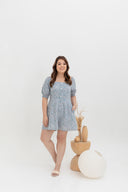 3-way Smocked-back Floral Romper (Blue Daisy)