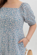 3-way Smocked-back Floral Romper (Blue Daisy)