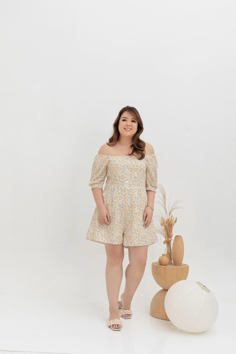 3-way Smocked-back Floral Romper (Yellow Daisy)