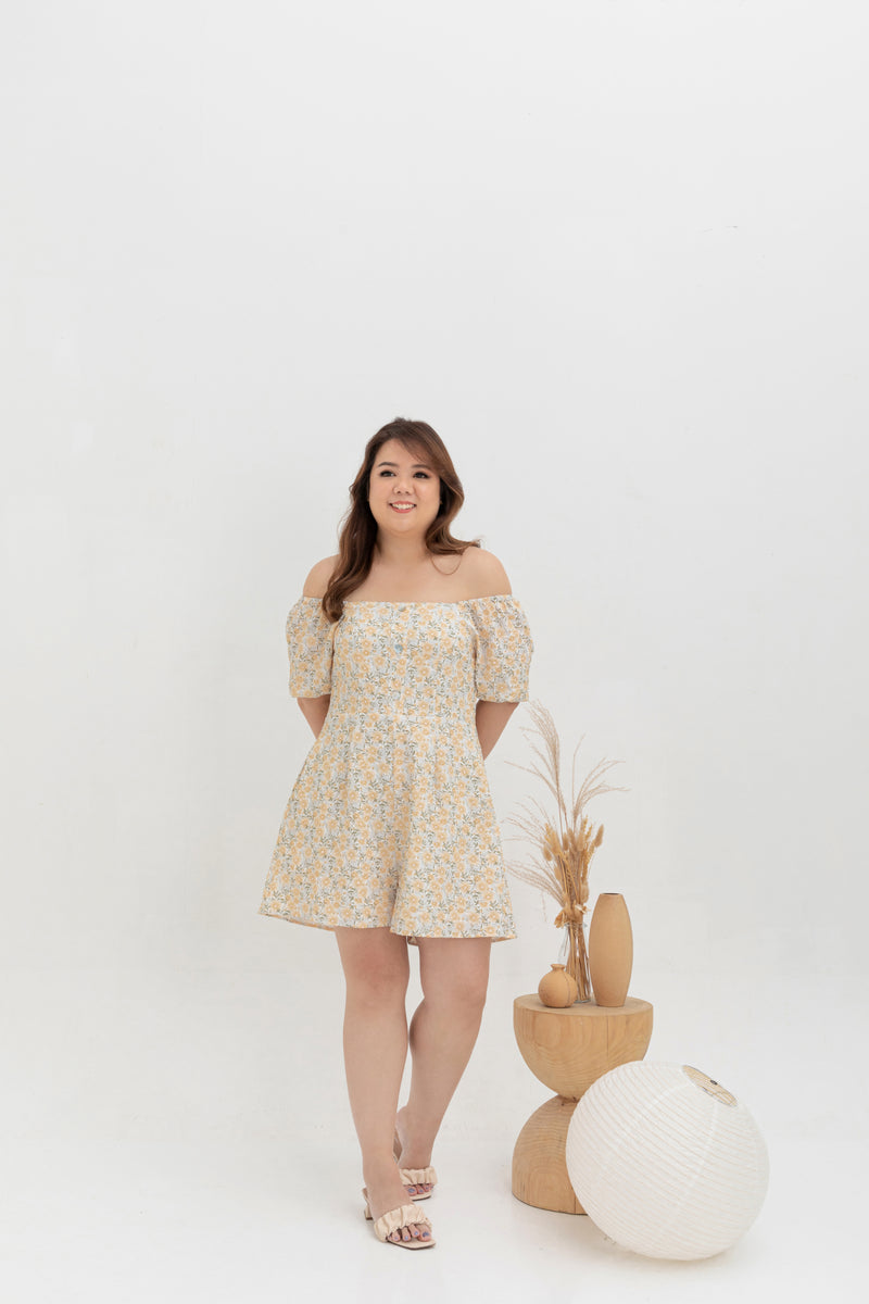 3-way Smocked-back Floral Romper (Yellow Daisy)