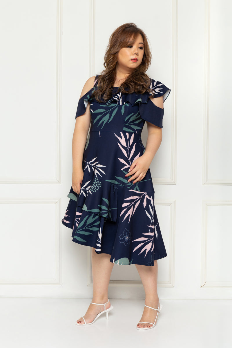 Toga Cold-Shoulder Frills Dress (édition limitée print - Fern), Dress - 1214 Alley